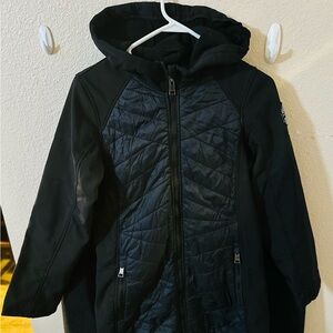 bebe Black Quilted Hooded Jacket for Kids